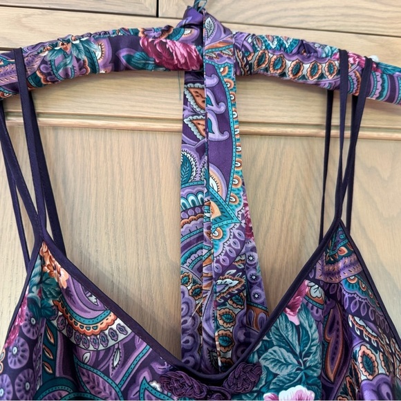 Vintage California Miss Floral Paisley Chemise Slip Dress With Matching Hanger L - Picture 4 of 13